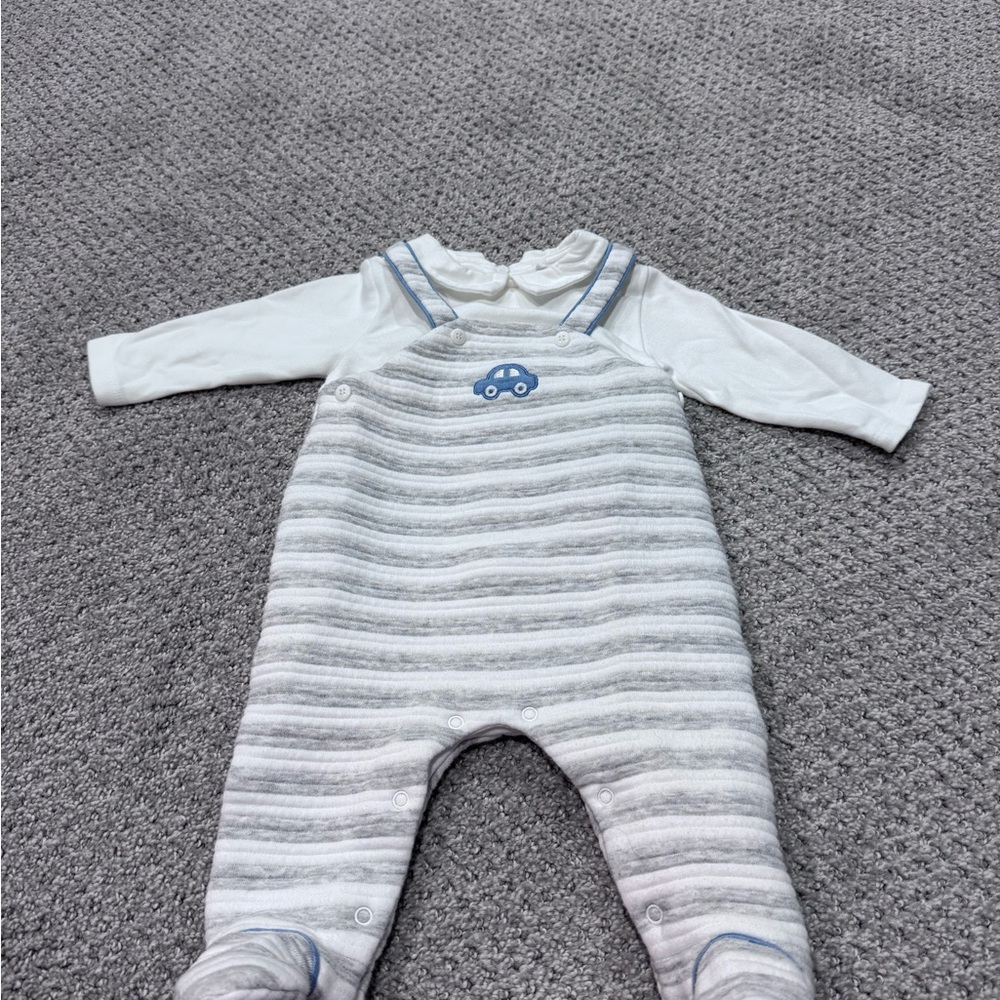 Mayoral- Striped Gray and White Kids One Piece